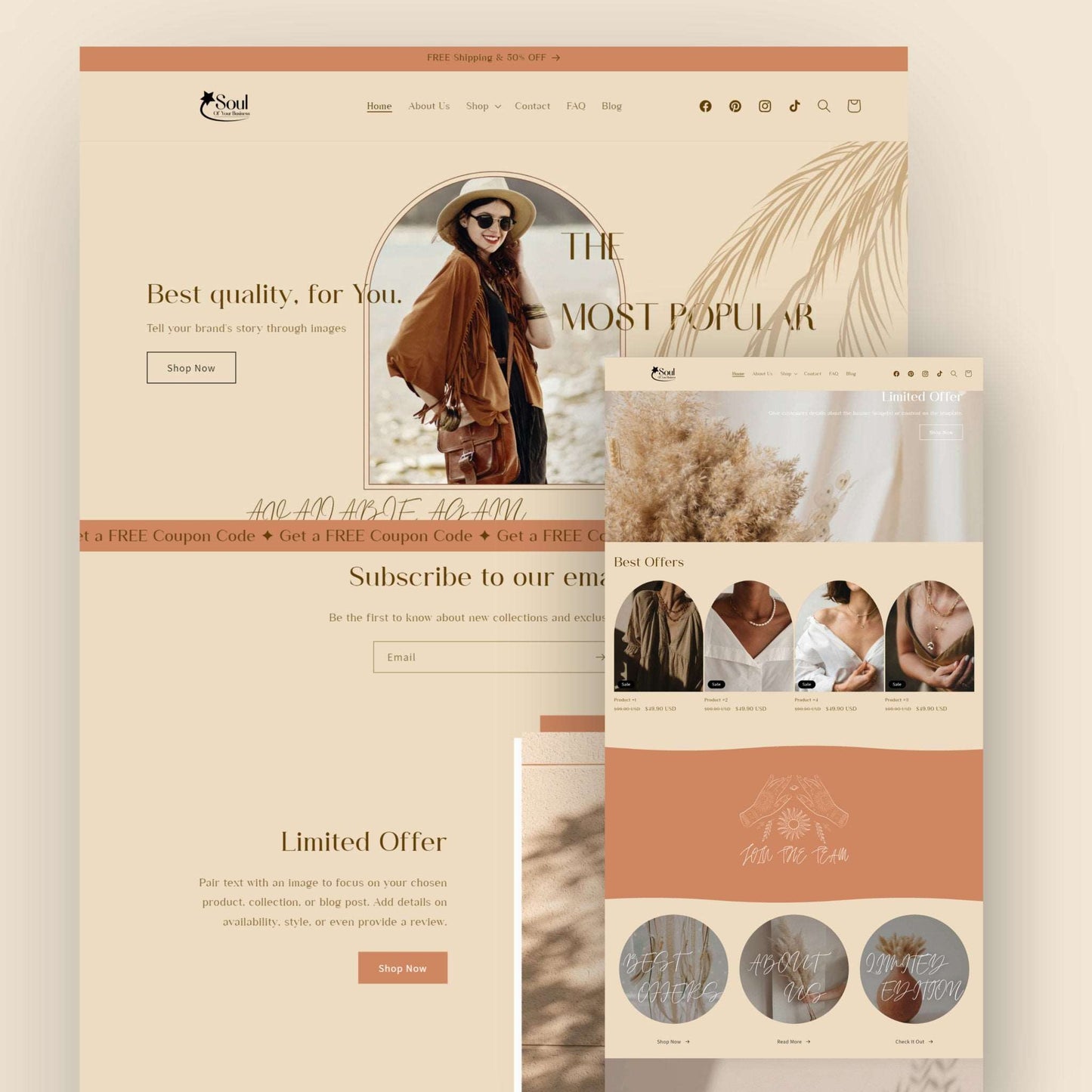 Bohemian Boutique Website Template - Soul Of Your Business