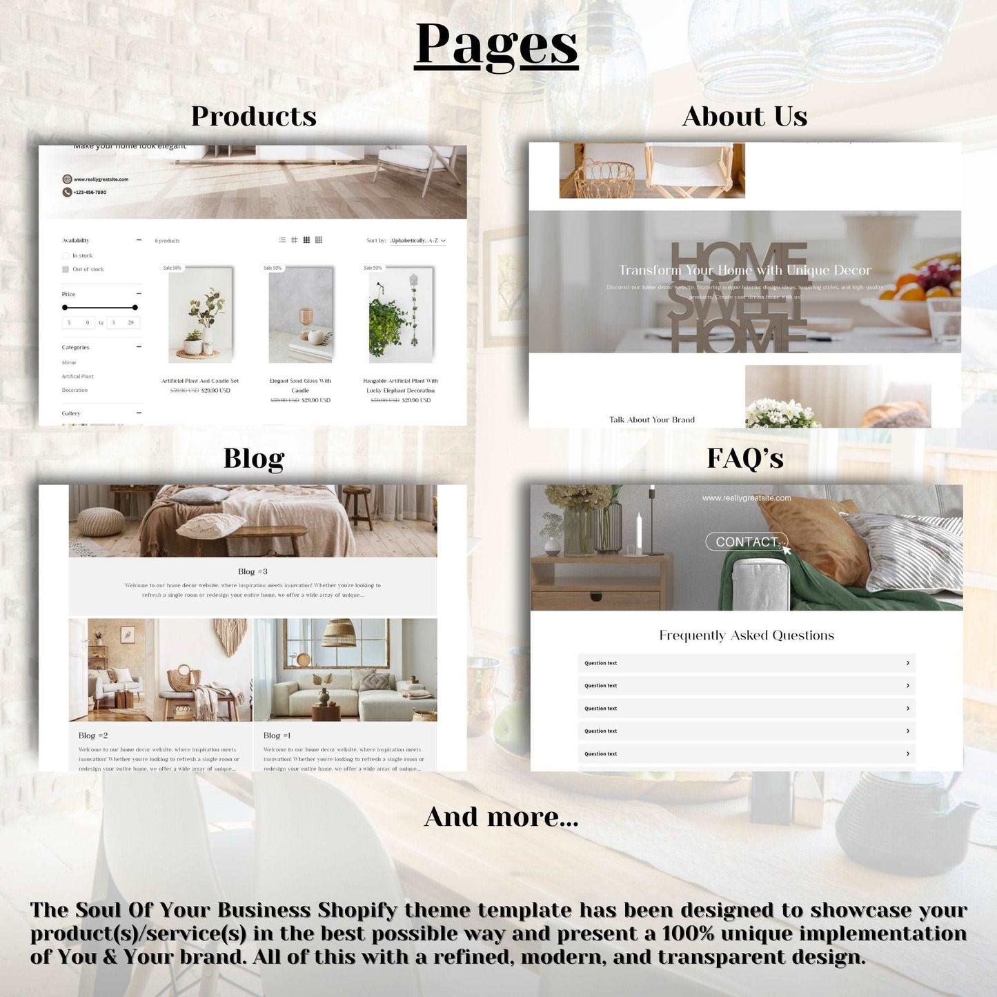 Home Decor Website Template - Soul Of Your Business